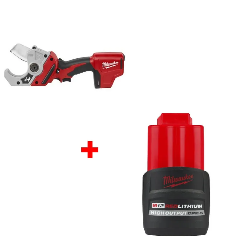 Milwaukee M12 PVC Shear, Bare W/ FREE 48-11-2425 M12 CP2.5 Battery Pack
