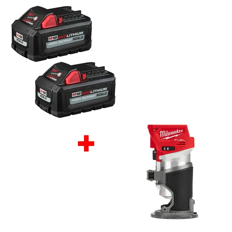 Milwaukee M18 XC6.0 Battery 2Pk w/ FREE 2723-20 M18 Router (Bare)