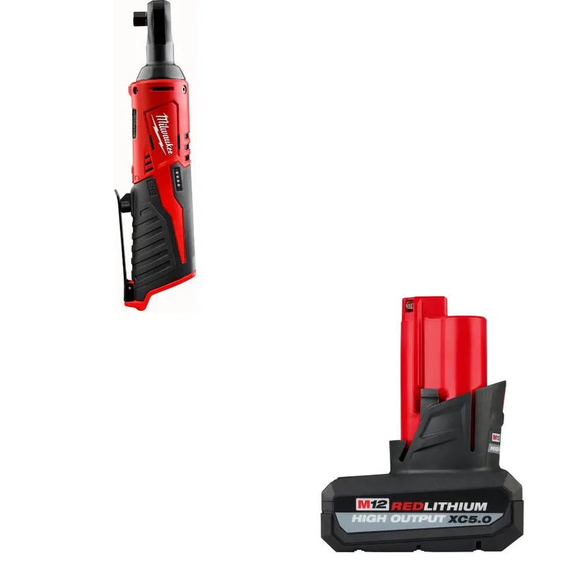 Milwaukee M12 Cordless 3/8" Ratchet W/ 48-11-2450 M12 XC5.0 Battery Pack
