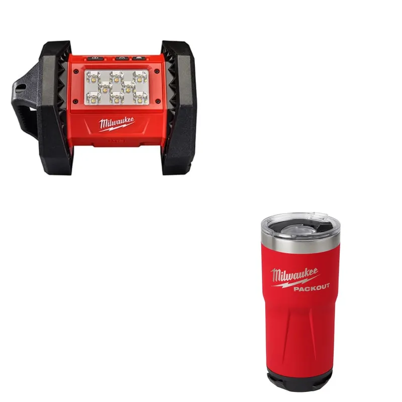 Milwaukee M18 LED Flood Light w/ FREE 48-22-8392R PACKOUT Red Tumbler