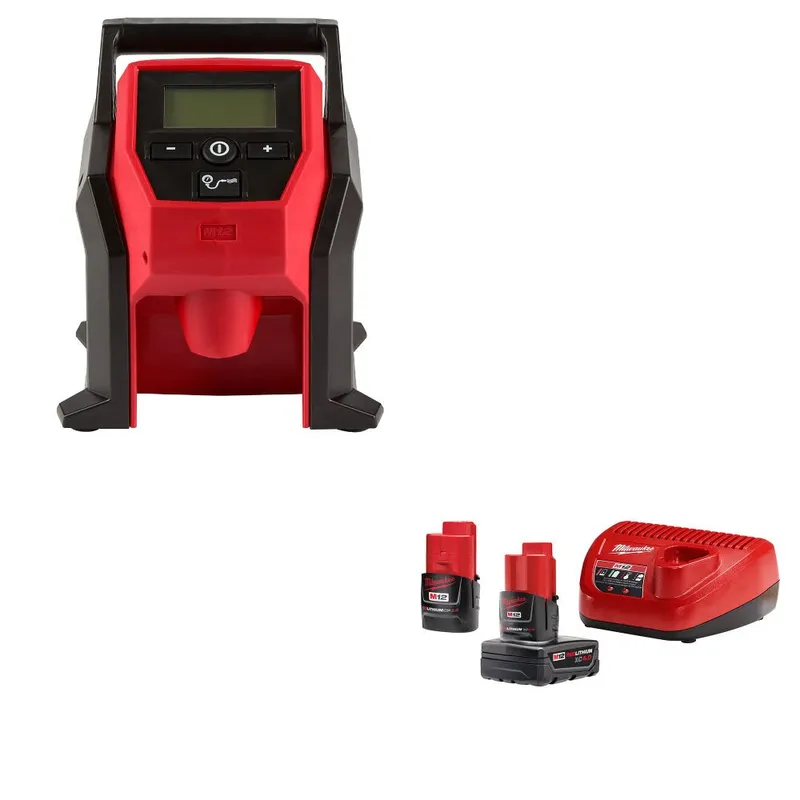 Milwaukee M12 Compact Inflator W/ 48-59-2424 M12 4Ah/2Ah Starter Kit