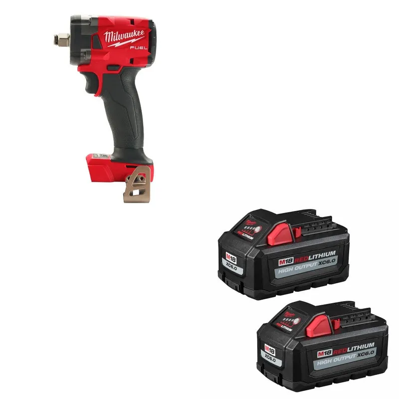 Milwaukee M18 FUEL 1/2" Impact Wrench W/ 48-11-1862 M18 Battery, 2 Pack
