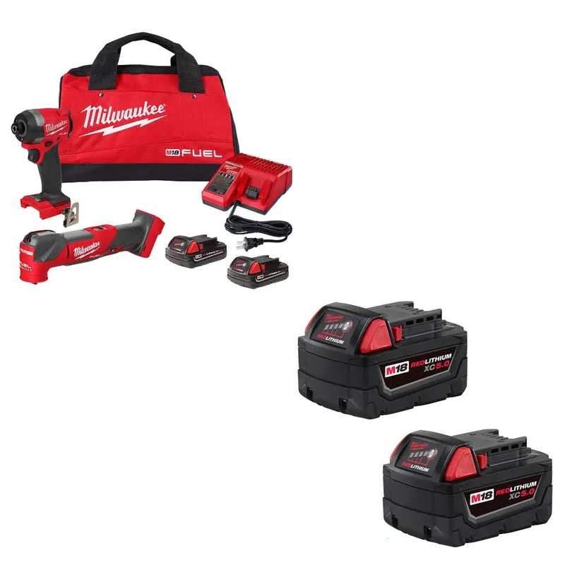 Milwaukee M18 FUEL 2-Tool Combo Kit W/ 48-11-1852 M18 XC5 Battery, 2Pk