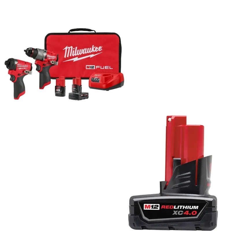 Milwaukee M12 FUEL 2-Tool Combo Kit W/ 48-11-2440 M12 XC4.0 Battery Pack