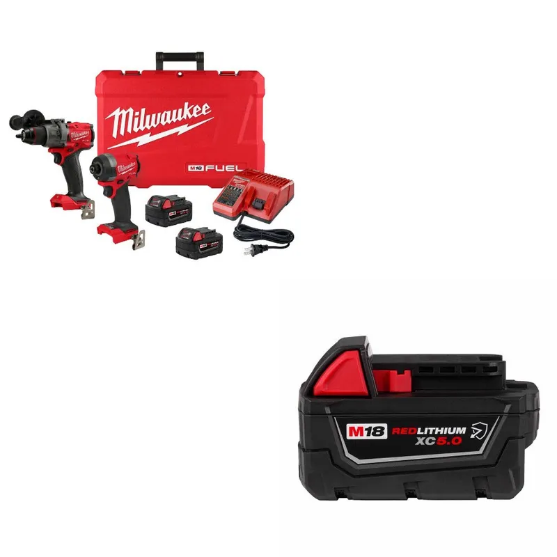 Milwaukee M18 FUEL 2-Tool Combo Kit W/ 48-11-1850R M18 XC5.0 Battery