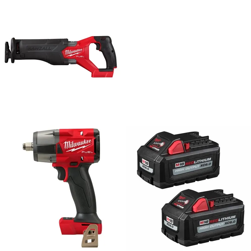 Milwaukee M18 Recip Saw W/ 2962-20 M18 Impact Wrench & FREE Battery-2Pk