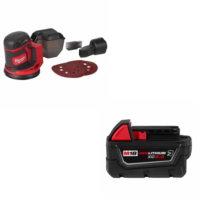 Milwaukee M18 Random Orbit Sander W/ 48-11-1850R M18 XC5.0 Battery