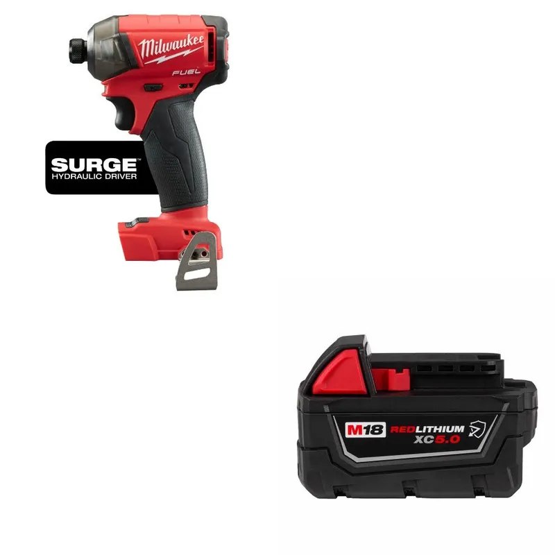 Milwaukee M18 FUEL 1/4" Hex Driver W/ 48-11-1850R M18 XC5.0 Battery
