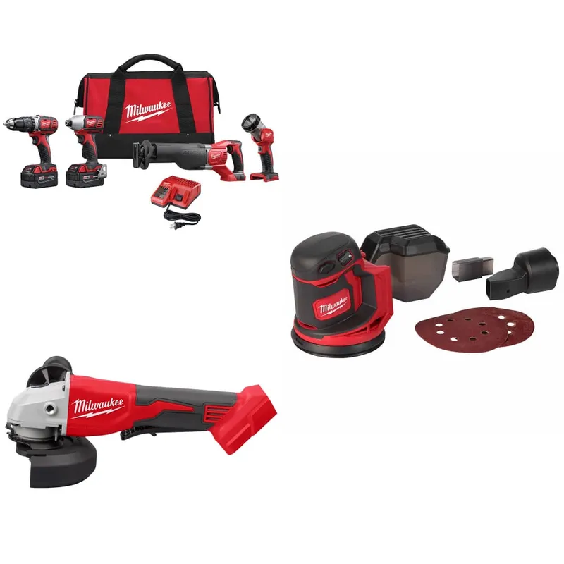 Milwaukee M18 4-Tool Combo Kit w/ FREE 2686-20 M18 Grinder & Sander