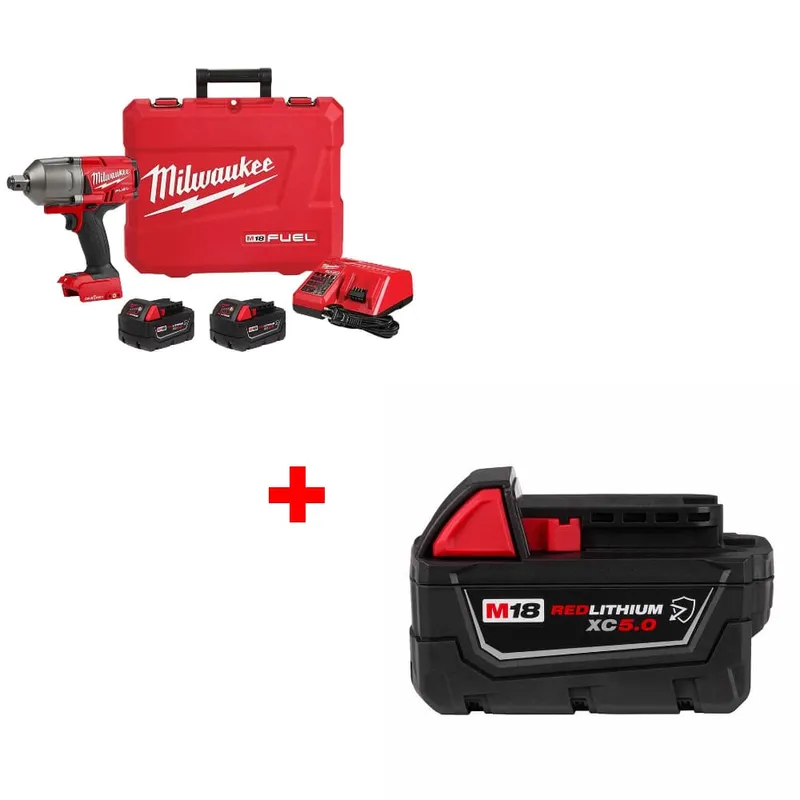 Milwaukee M18 FUEL Impact Wrench Kit w/ FREE 48-11-1850R M18 Battery