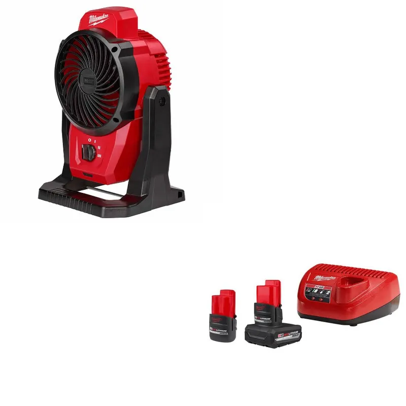 Milwaukee M12 Mounting Fan W/ 48-59-2452S M12 2-Battery Starter Kit
