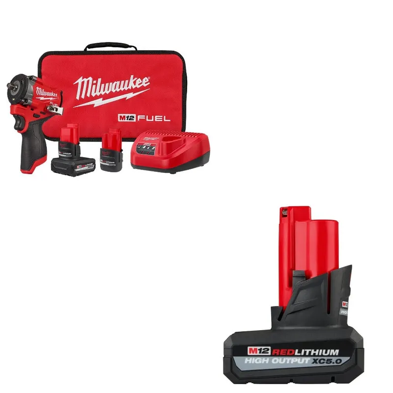 Milwaukee M12 FUEL 3/8" Impact Wrench Kit W/ FREE 48-11-2450 Battery