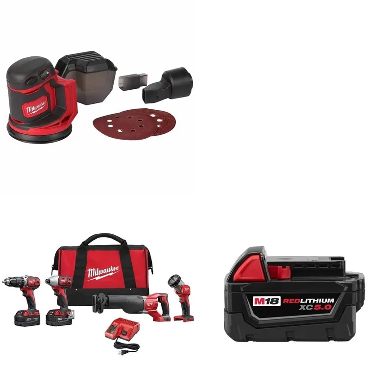Milwaukee M18 Combo W/ FREE 2648-20 Random Orbit Sander and FREE 48-11-1850 M18 Battery