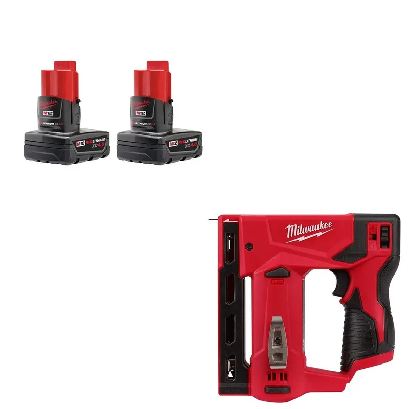 Milwaukee M12 Battery W/ FREE 2447-20 3/8" Crown Stapler