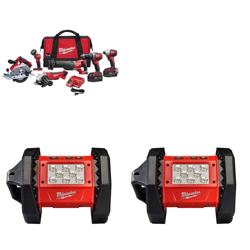 Milwaukee M18 6-Tool Combo Kit W/ FREE 2361-20 M18 Flood Light-2 Pack