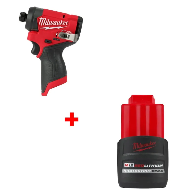 Milwaukee M12 FUEL Impact Driver w/ 48-11-2425 M12 Battery Pack