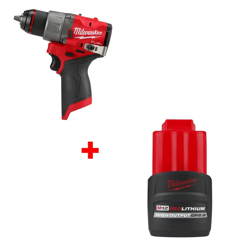 Milwaukee M12 FUEL 1/2" Drill/Driver W/ FREE 48-11-2425 M12 CP2.5 Battery