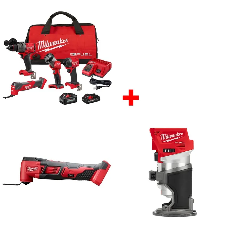 Milwaukee M18 4-Tool Combo Kit w/ FREE 2626-20 Multi-Tool & Router