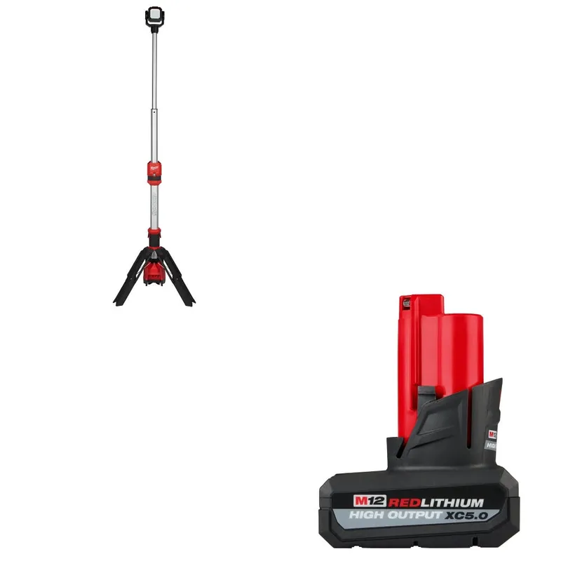 Milwaukee M12 Rocket Tower Light W/ 48-11-2450 M12 XC5.0 Battery Pack