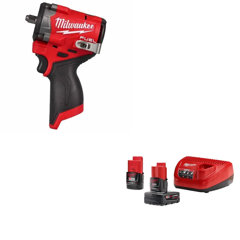 Milwaukee M12 FUEL Impact Wrench W/ FREE 48-59-2424 M12 12V Starter Kit