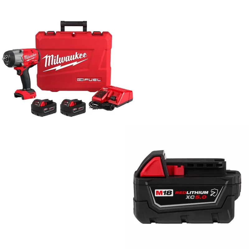 Milwaukee M18 FUEL Impact Wrench Kit W/ FREE 48-11-1850R M18 Battery