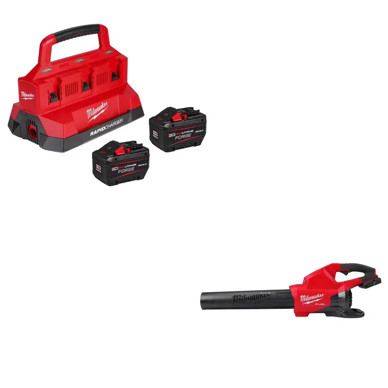 Milwaukee Battery+Packout Charger Kit W/ FREE Dual Battery Blower