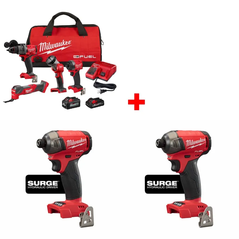 Milwaukee M18 FUEL 4-Tool Combo Kit w/ FREE 2760-20 Hex Driver, 2Pk