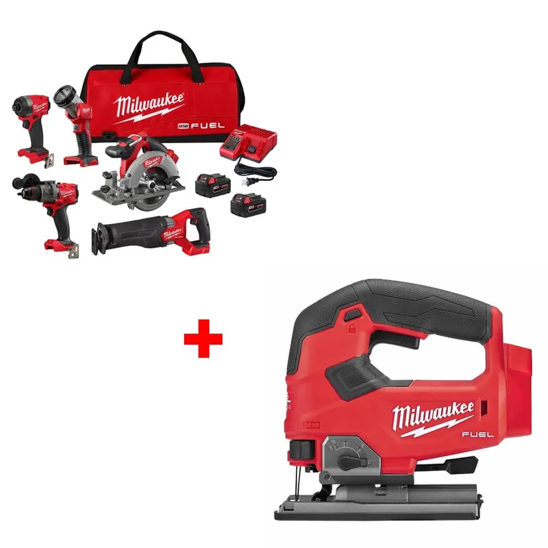Milwaukee M18 FUEL 5-Tool Combo Kit w/ FREE 2737-20 M18 Jig Saw, Bare