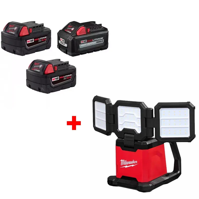 Milwaukee M18 18V Battery 3-Pack W/ FREE 2368-20 M18 Rover Light