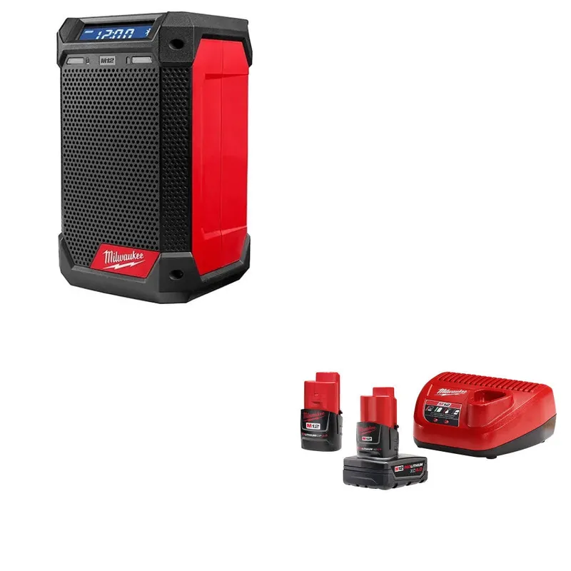 Milwaukee M12 Radio + Charger W/ FREE 48-59-2424 M12 12V Starter Kit