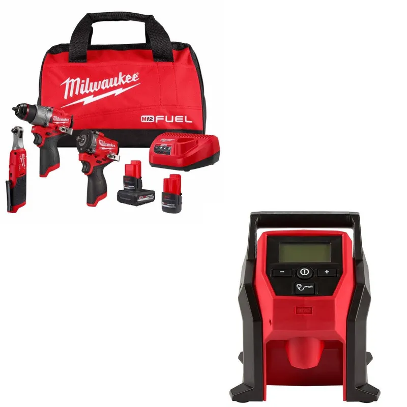 Milwaukee M12 FUEL 3-Tool Kit W/ FREE 2475-20 M12 Compact Inflator