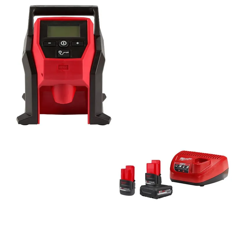 Milwaukee M12 Compact Inflator W/ 48-59-2452S M12 2-Battery Starter Kit