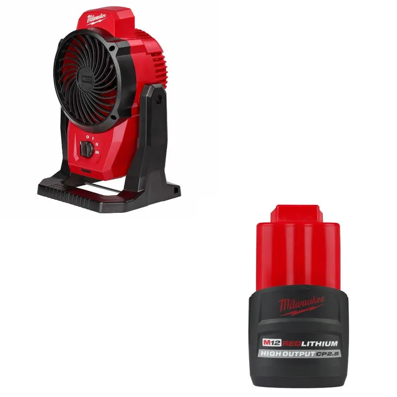Milwaukee M12 Mounting Fan W/ 48-11-2425 M12 CP2.5 Battery Pack