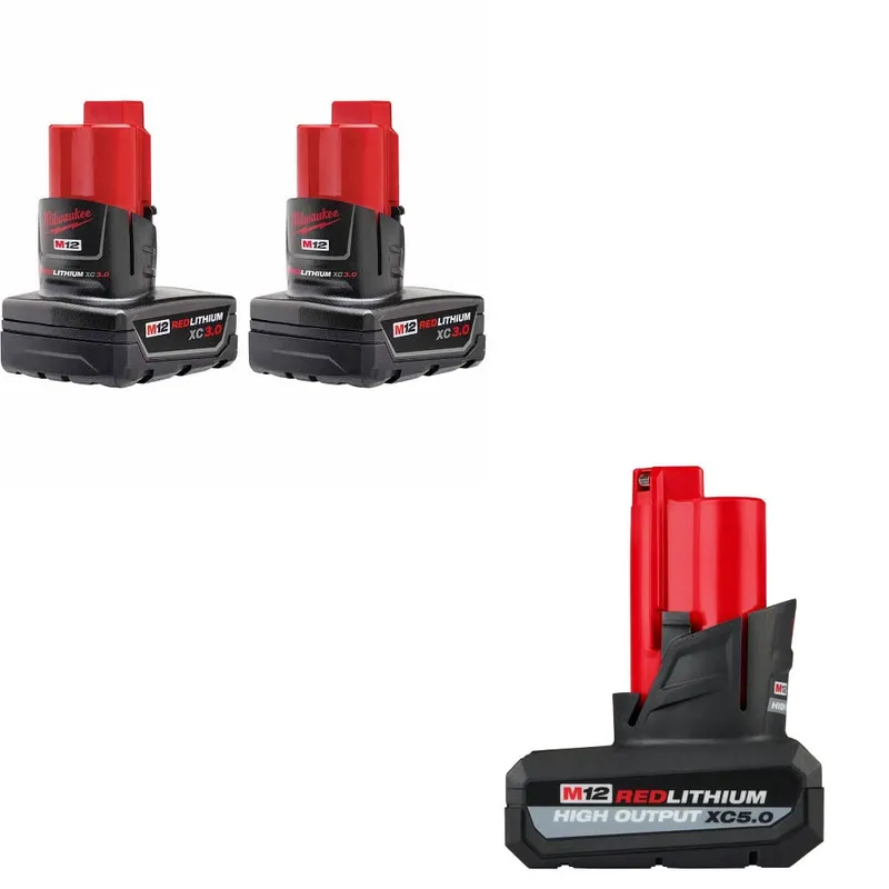 Milwaukee M12 XC Battery Two Pack W/ FREE 48-11-2450 M12 Battery Pack