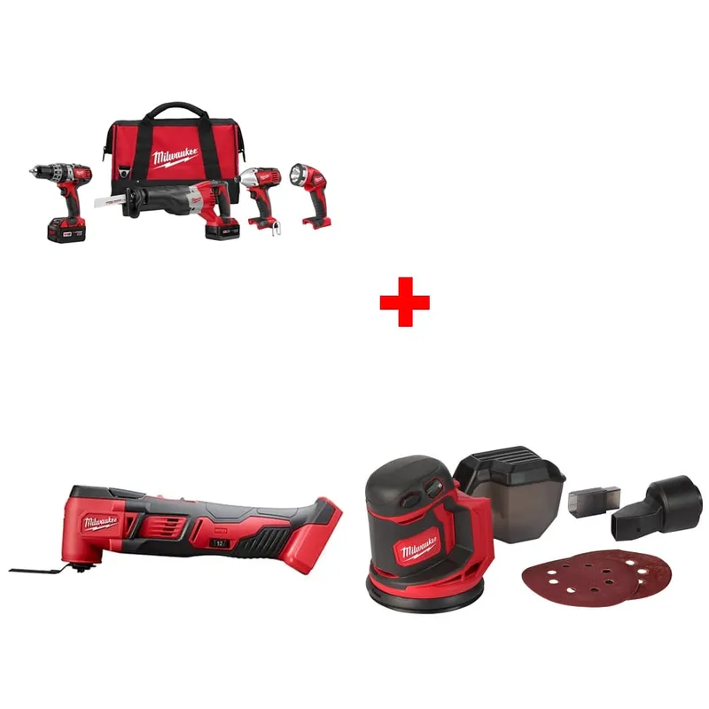 Milwaukee M18 4-Tool Combo Kit w/ FREE 2626-20 Multi Tool & Sander