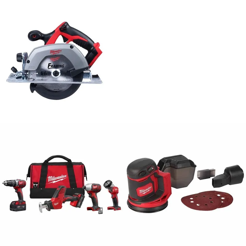 Milwaukee M18 4-Tool Combo Kit w/ FREE 2630-20 6-1/2" Circ Saw & Sander