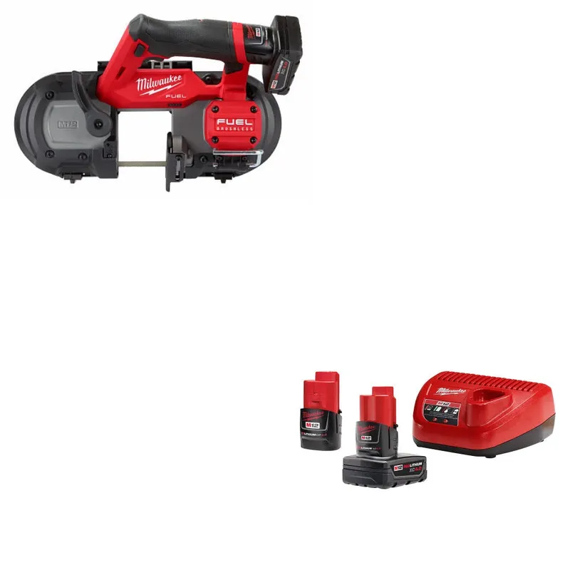 Milwaukee M12 FUEL Band Saw Kit W/ 48-59-2424 M12 4Ah/2Ah Starter Kit