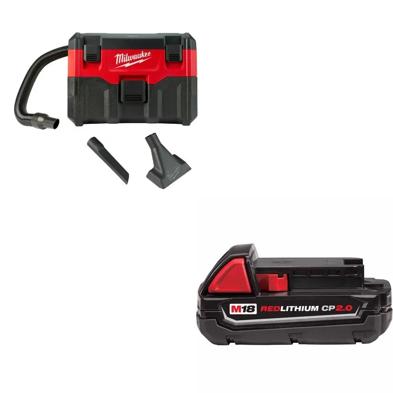 Milwaukee 18V Wet/Dry Vacuum, Bare W/ 48-11-1820 M18 2.0 Battery Pack