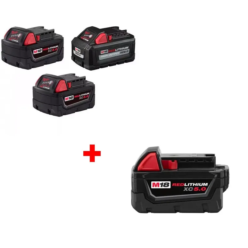 Milwaukee M18 18V Battery 3-Pack W/ FREE 48-11-1850 M18 Battery Pack