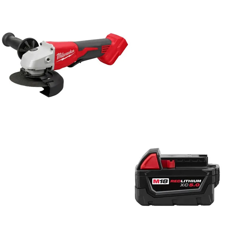Milwaukee M18 4-1/2"/5" Grinder W/ 48-11-1850 M18 XC5.0 Battery Pack
