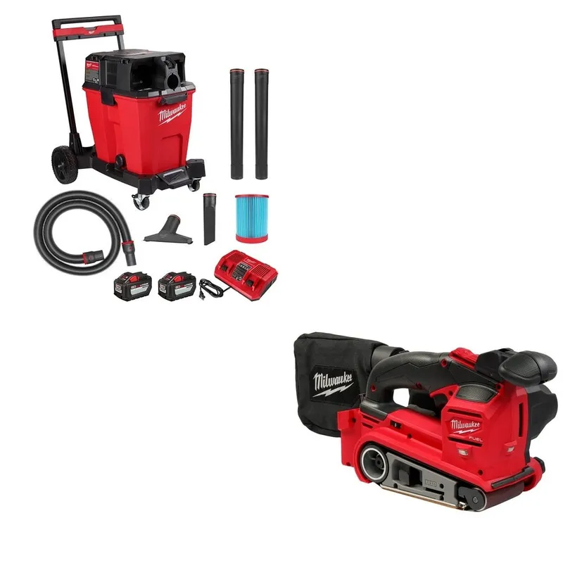 Milwaukee 12-Gallon Dual-Battery Wet/Dry Vacuum W/ FREE 2832-20 3"x18" Belt Sander