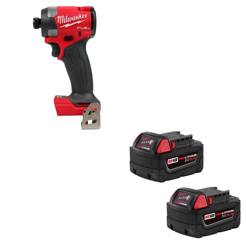 Milwaukee M18 FUEL 1/4" Impact Driver W/ 48-11-1852 M18 XC5 Battery, 2Pk