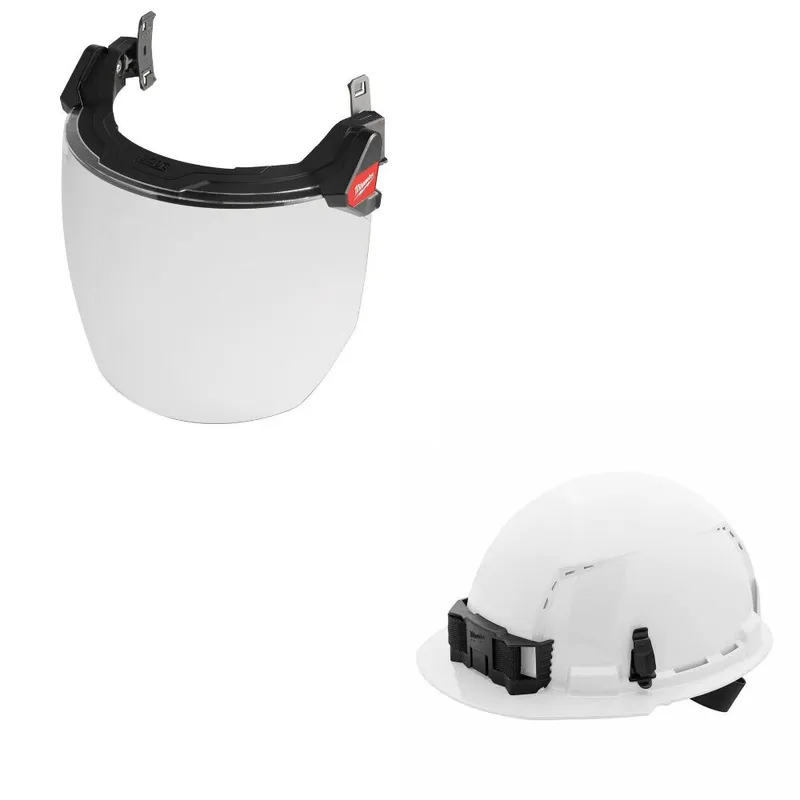 Milwaukee Full Face Shield Kit W/ FREE White Vented Hard Hat