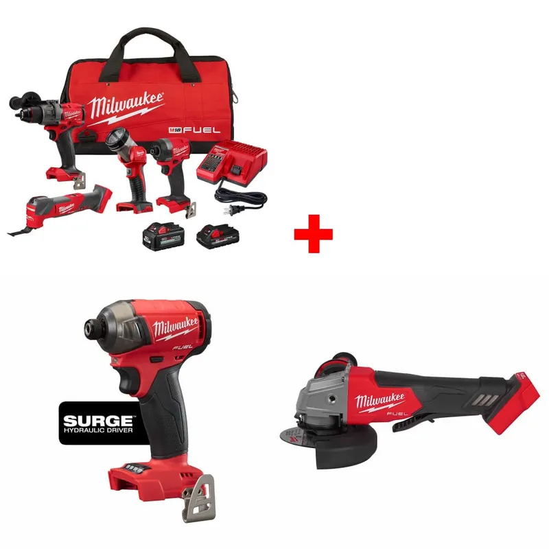 Milwaukee M18 4-Tool Combo Kit w/ FREE 2760-20 Hex Driver & Grinder