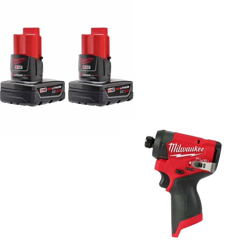 Milwaukee M12 XC Battery-2Pk W/ FREE 3453-20 M12 FUEL Impact Driver
