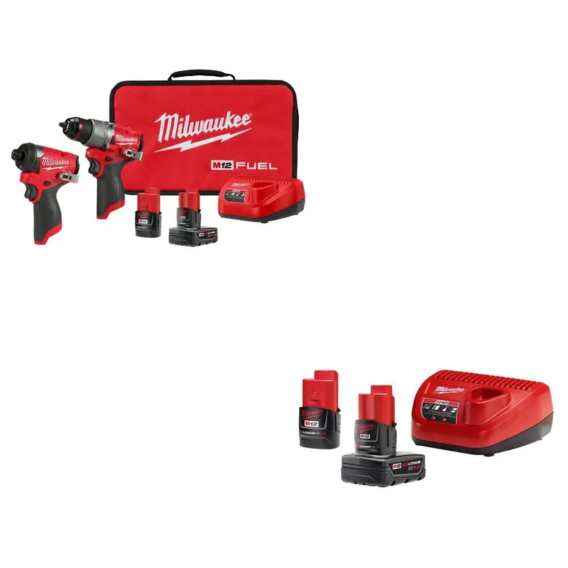 Milwaukee M12 FUEL 2-Tool Combo Kit W/ 48-59-2424 4Ah/2Ah Starter Kit