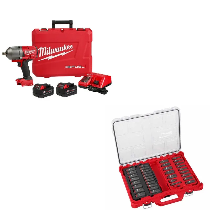Milwaukee M18 FUEL Impact Wrench Kit W/ FREE 49-66-6805 36Pc Socket Set