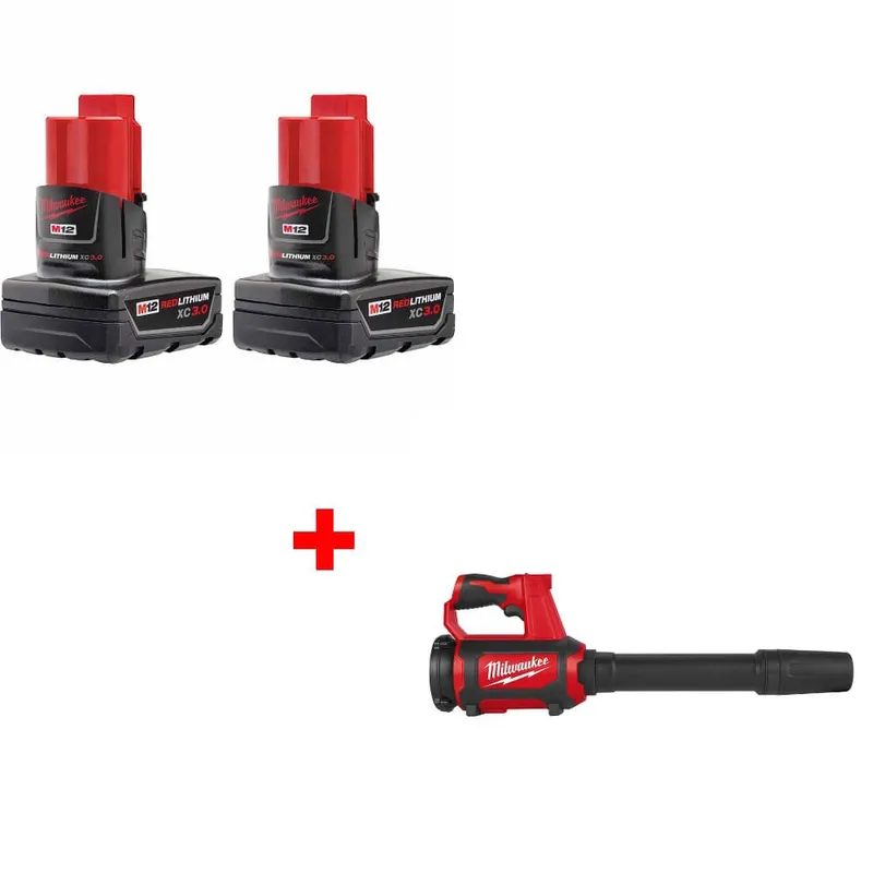 Milwaukee M12 XC Battery, 2-Pack w/ FREE 0852-20 M12 Spot Blower