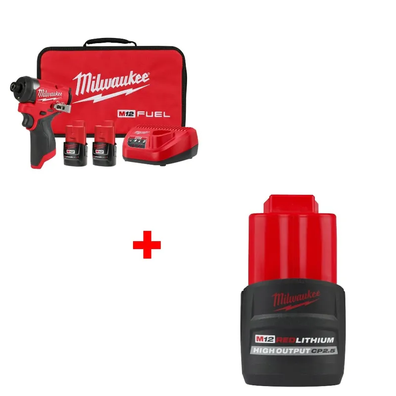 Milwaukee M12 FUEL Impact Driver Kit w/ FREE 48-11-2425 M12 Battery Pack