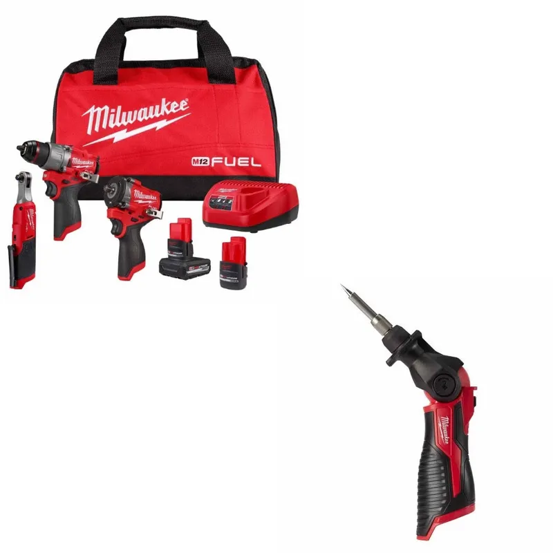 Milwaukee 3-Tool Combo Kit W/ FREE 2488-20 Soldering Iron